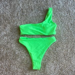 Neon Green One Shoulder Swimsuit Size S NWOT